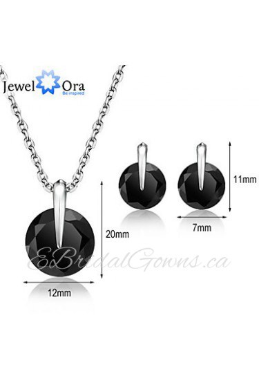 Classic Jewelry Set Vivid Black Cubic Zirconia Rhodium Plated Jewelry Sets for Women