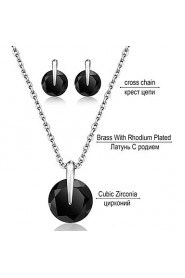 Classic Jewelry Set Vivid Black Cubic Zirconia Rhodium Plated Jewelry Sets for Women