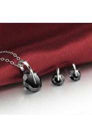 Classic Jewelry Set Vivid Black Cubic Zirconia Rhodium Plated Jewelry Sets for Women