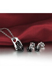 Classic Jewelry Set Vivid Black Cubic Zirconia Rhodium Plated Jewelry Sets for Women