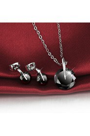 Classic Jewelry Set Vivid Black Cubic Zirconia Rhodium Plated Jewelry Sets for Women