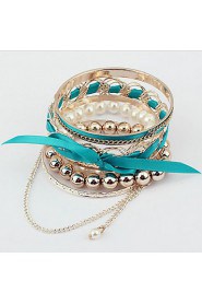 Korean Ribbon Bowknot Pearl Multilayer Bracelet(More Colors)