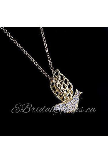 Bird Shaped Brass Gold Plated With Cubic Zirconia Women's Necklace(More Colors)