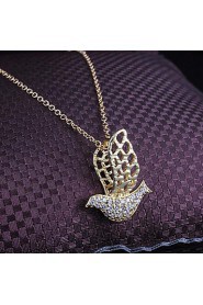 Bird Shaped Brass Gold Plated With Cubic Zirconia Women's Necklace(More Colors)