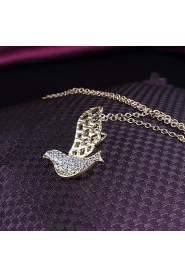 Bird Shaped Brass Gold Plated With Cubic Zirconia Women's Necklace(More Colors)