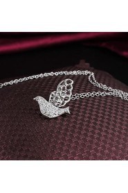 Bird Shaped Brass Gold Plated With Cubic Zirconia Women's Necklace(More Colors)