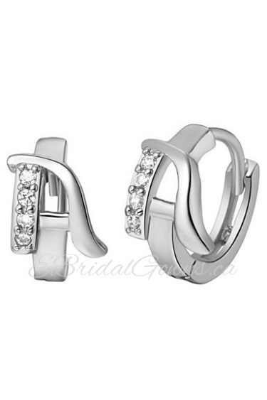 Special Silver And Gold Plated With Cubic Zirconia Letter "A" Women's Earring(More Colors)