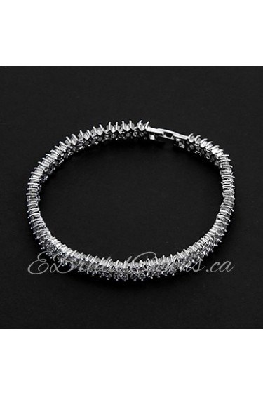 Women's Tennis Bracelet Platinum Cubic Zirconia