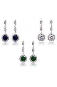 Brass Vermeil Plated With Cubic Zirconia Simple Temperament Circle Solitaire Earrings(More Colors)