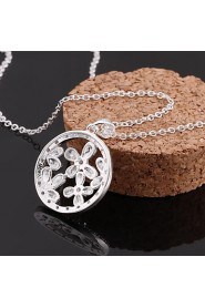 Silver-Plated Flowers Shape Silver Necklace