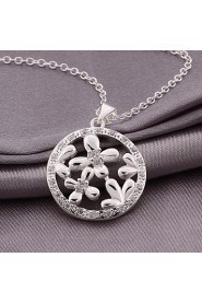 Silver-Plated Flowers Shape Silver Necklace