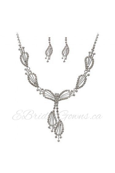 Beautiful Czech Rhinestones With Alloy Plated Wedding Jewelry Set,Including Necklace And Earrings