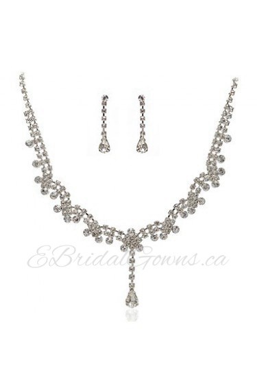 High Quality Czech Rhinestones With Alloy Plated Wedding Jewelry Set,Including Necklace And Earrings