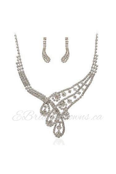 Marvelous Czech Rhinestones Alloy Plated Wedding Jewelry Set,Including Necklace And Earrings