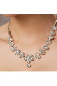 Austrian Rhinestone Flowers Bridal Necklace and Earring Set