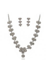 Austrian Rhinestone Flowers Bridal Necklace and Earring Set