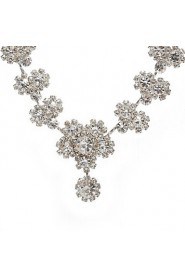 Austrian Rhinestone Flowers Bridal Necklace and Earring Set