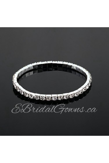 Shining Ladies' Rhinestone Wedding Tennis In Silver Alloy