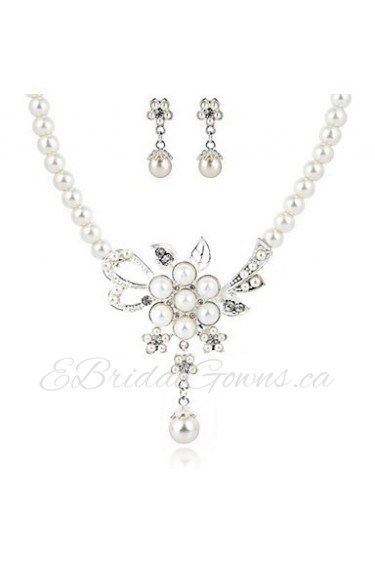 Jewelry Set Women's Anniversary / Wedding / Engagement Jewelry Sets Imitation Pearl / Rhinestone Necklaces / Earrings Silver