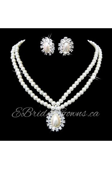 Jewelry Set Women's Anniversary / Engagement Jewelry Sets Alloy Imitation Pearl / Rhinestone Necklaces / Earrings Silver