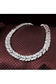 Fabulous Brass Silver Plated With Cubic Zirconia Women's Necklace