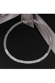 Fabulous Brass Silver Plated With Cubic Zirconia Women's Necklace