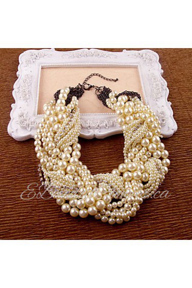 White Imitation Pearl Rhinestone Necklaces