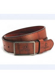 Men's White/Black/Brown Metal Buckle Faux Leather Belt