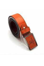 Men's White/Black/Brown Metal Buckle Faux Leather Belt