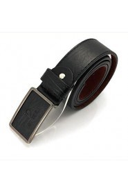 Men's White/Black/Brown Metal Buckle Faux Leather Belt