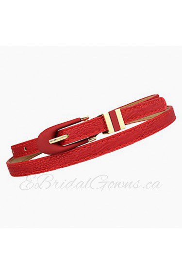 Women Leather Simple Skinny Belt,Vintage/ Cute/ Party/ Casual Alloy