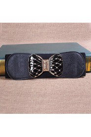 Women Leather Bow Wide Belt,Vintage/ Cute/ Party/ Casual Alloy