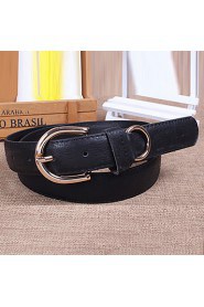 Women Leather Solid Wide Belt,Vintage/ Cute/ Party/ Casual Alloy