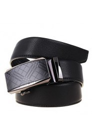 Men's Cowhide Belt Business Automatic Buckle Belt Black