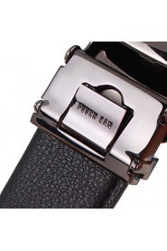 Men's Cowhide Belt Business Automatic Buckle Belt Black