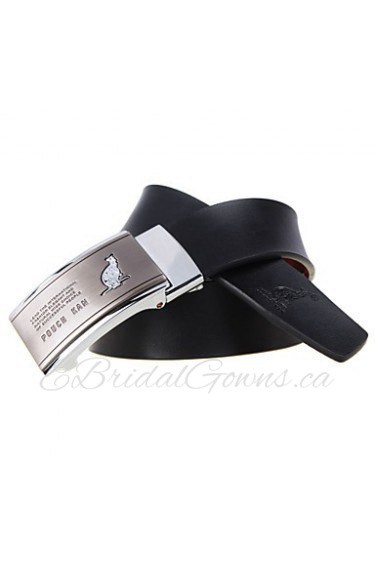 Men's Cowhide Belts Automatic Buckle High Grade Soft Leather Belt Black