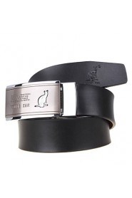 Men's Cowhide Belts Automatic Buckle High Grade Soft Leather Belt Black