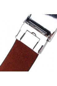 Men's Cowhide Belts Automatic Buckle High Grade Soft Leather Belt Black