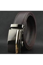 Men's Business Automatic Buckle Brown Genuine Leather Belt