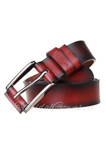 Men's Casual Cowhide Pin Belts Simple Fashion Business Leather Belt