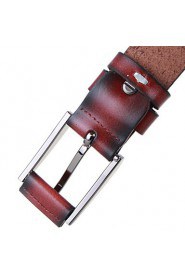 Men's Casual Cowhide Pin Belts Simple Fashion Business Leather Belt