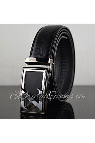 Men Z Latter Business Automatic Buckle Leather Wide Belt,Work/ Casual