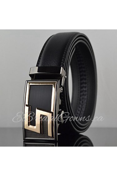 Men S Latter Business Automatic Buckle Leather Wide Belt,Work/ Casual