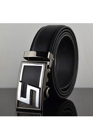 Men S Latter Business Automatic Buckle Leather Wide Belt,Work/ Casual