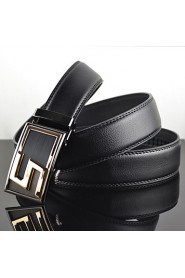 Men S Latter Business Automatic Buckle Leather Wide Belt,Work/ Casual