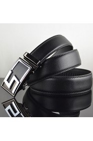 Men S Latter Business Automatic Buckle Leather Wide Belt,Work/ Casual