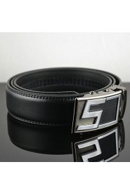 Men S Latter Business Automatic Buckle Leather Wide Belt,Work/ Casual