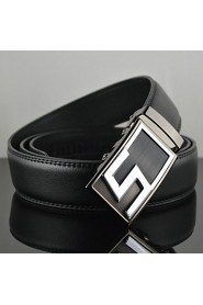 Men S Latter Business Automatic Buckle Leather Wide Belt,Work/ Casual