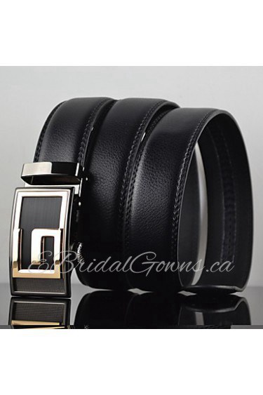 Men G Latter Business Automatic Buckle Leather Wide Belt,Work/ Casual