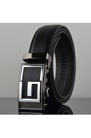 Men G Latter Business Automatic Buckle Leather Wide Belt,Work/ Casual